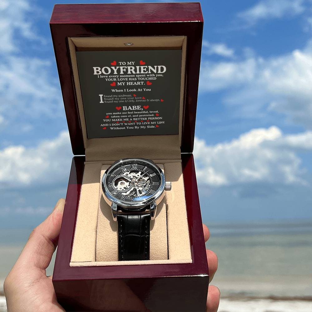 TO MY BOYFRIEND | GIFTS FOR HIM | MEN'S OPENWORK WATCH