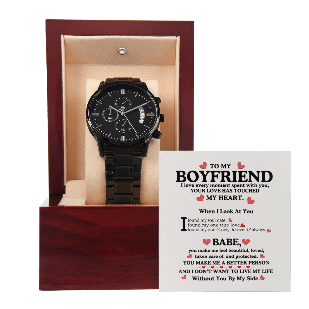 TO MY BOYFRIEND | GIFT'S FOR HIM | BLACK CHRONOGRAPH WATCH